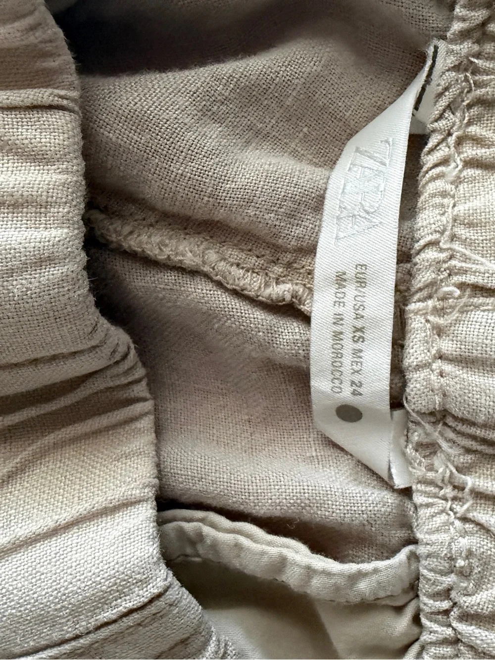 Zara Women's Wide-Leg Linen-Blend Chinos in Cream